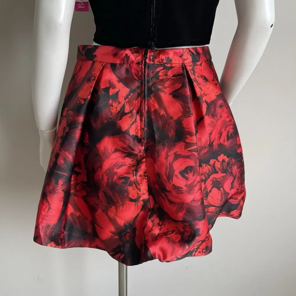 BCX Big Girls Size 16 2pc Scalloped Velvet Top & Floral Bubble Skirt Set Holiday